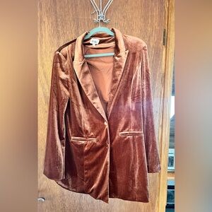 BiBi Velvet Blazer in Deep Rust